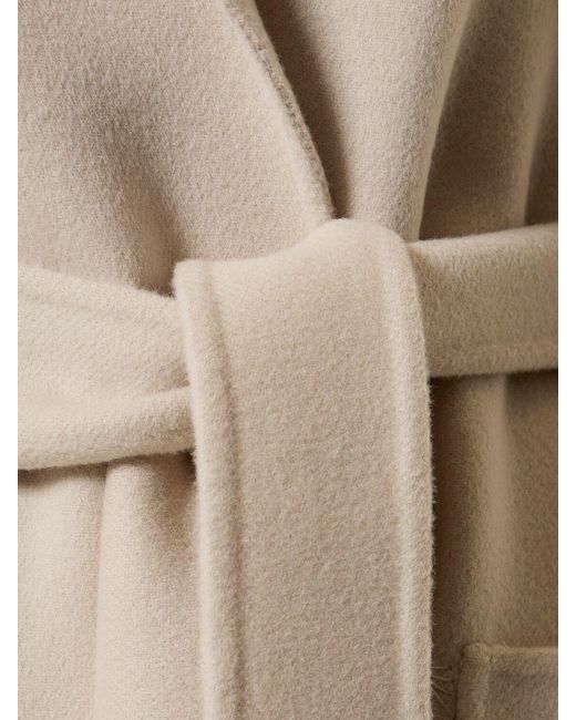 Abrigo midi de lana con cinturón Max Mara de color Natural