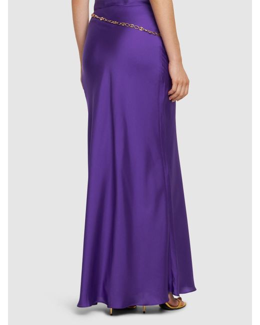 Rabanne Purple Langer Satinrock Mit Kette