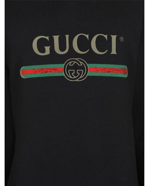 Gucci Vintage Logo Cotton Sweatshirt Hooded in Black for Men | Lyst