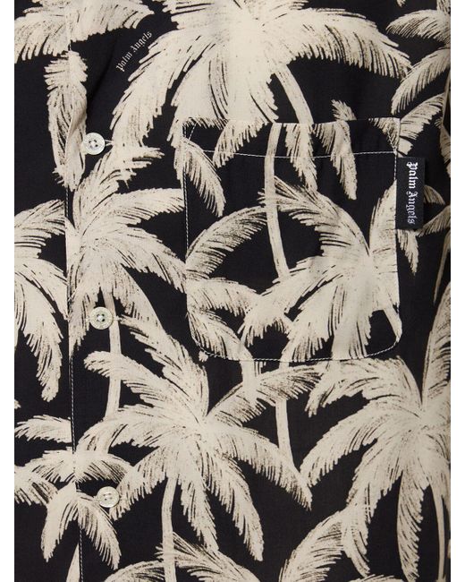 Palm Angels Black Palm Print Viscose Shirt for men
