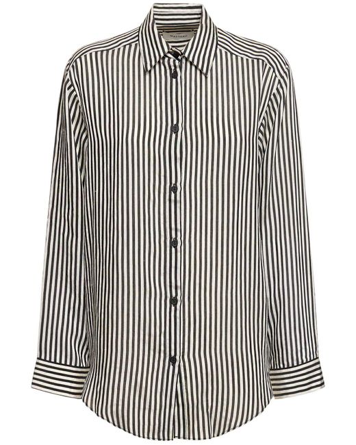 Matteau Gray Striped Silk Blend Classic Shirt