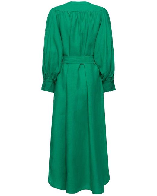 Eres Green Aimee Linen Maxi Dress