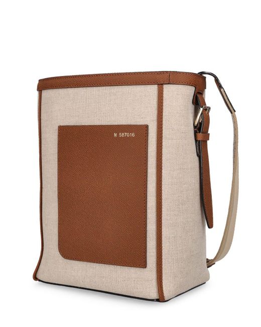Valextra Brown Small Bucket Canvas Tote Bag