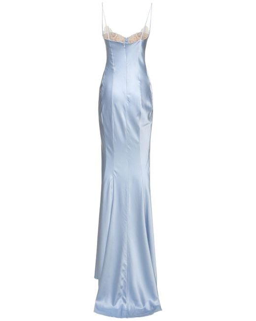 Ermanno Scervino Blue Silk Maxi Slip Dress