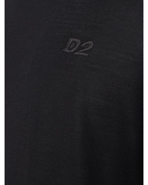 Maglia girocollo in lana / monogramma di DSquared² in Black da Uomo