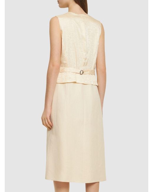Ralph Lauren Collection Natural Sleeveless Linen & Silk Dress