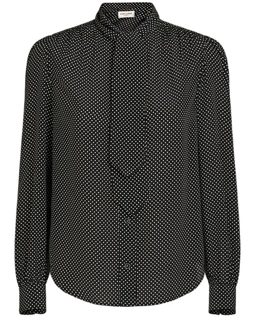 Camisa de seda con corbata Saint Laurent de color Black