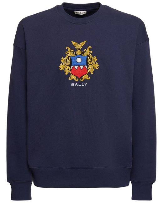 Bally Sweatshirt Aus Baumwolljersey Mit Logo in Blue für Herren