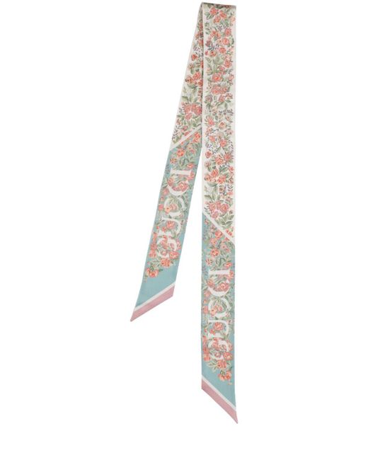 Gucci Natural Floral Print Silk Neck Bow