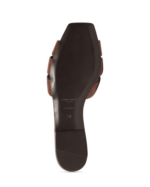 Saint Laurent Brown 5mm Tribute Leather Flat Sandals