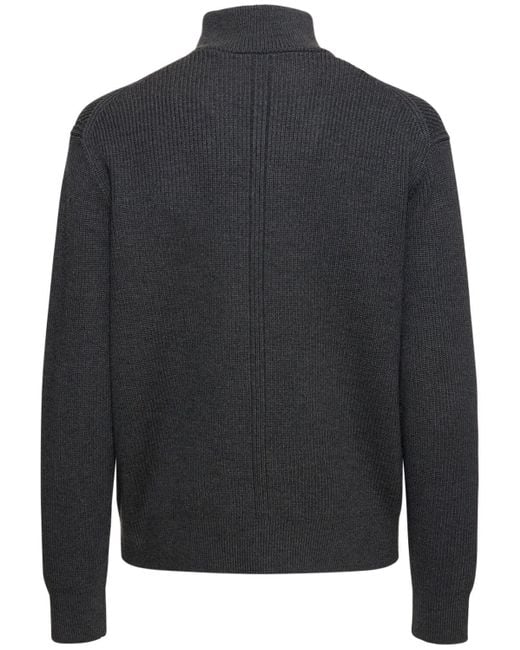 Theory Black Half-Zip Wool Blend Knit Sweater for men