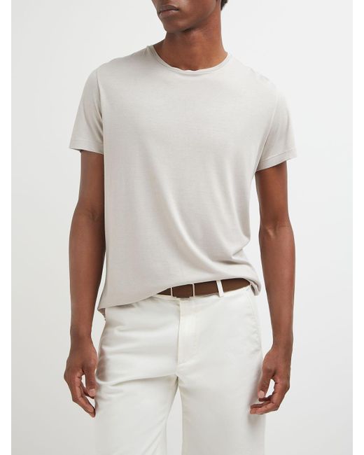 Loro Piana White Silk & Cotton Soft Jersey T-shirt for men