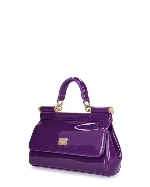 Bolso mini sicily de charol con asa Dolce & Gabbana de color Purple