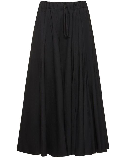 Yohji Yamamoto Black Flared Wool Midi Skirt