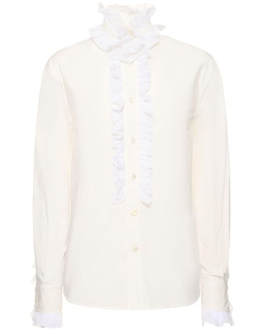 Blusa de popelina de algodón con volantes Philosophy Di Lorenzo Serafini de color White