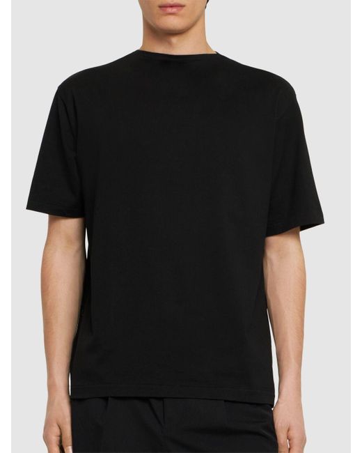 Auralee Black Cotton Knit T-shirt for men