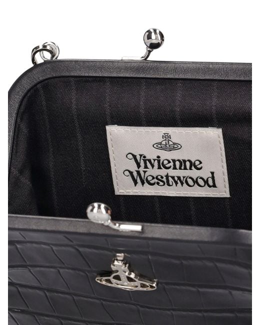 Vivienne Westwood Black Clutch Aus Leder Mit Krokoprägung "vivienne's"