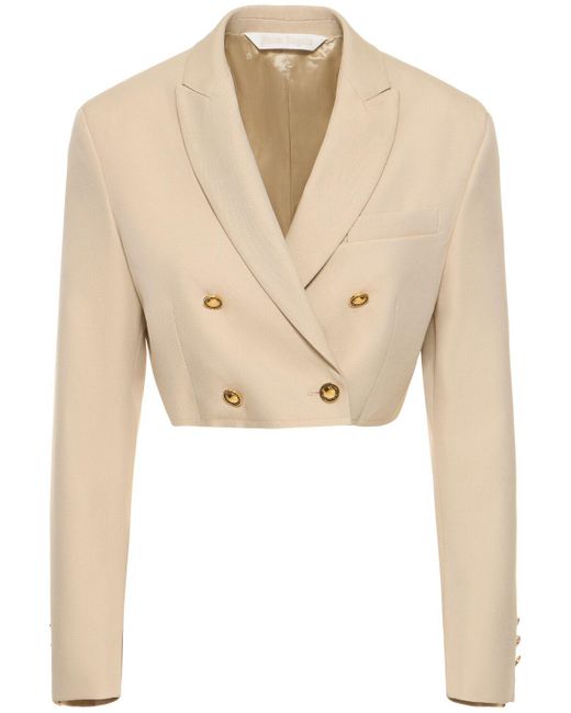 Palm Angels Natural Pa Buttons Double Breast Crop Jacket