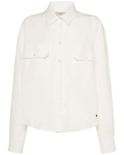 Chemise en toile de lin avec poche eureka Weekend by Maxmara en coloris White
