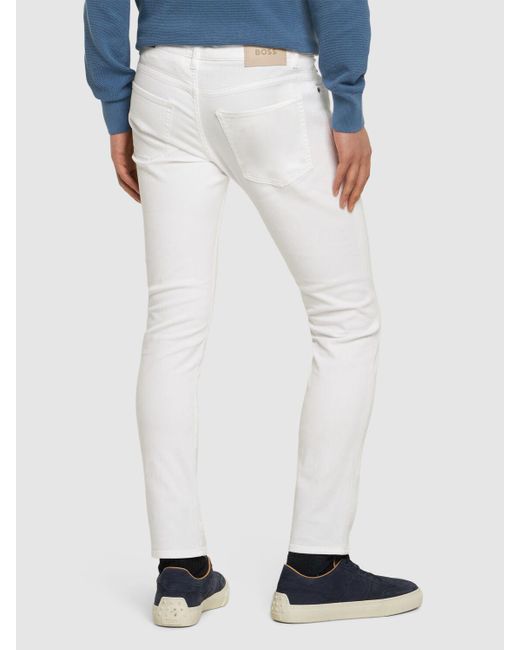 Boss White Delaware Cotton Denim Jeans for men