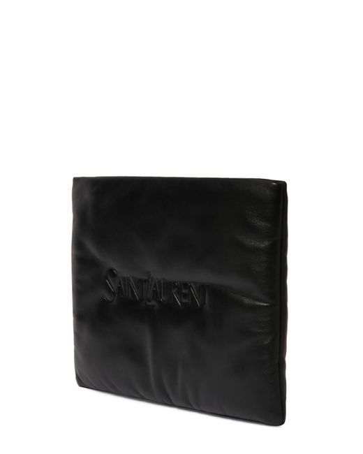 Pochette grande in pelle / monogramma di Saint Laurent in Black da Uomo