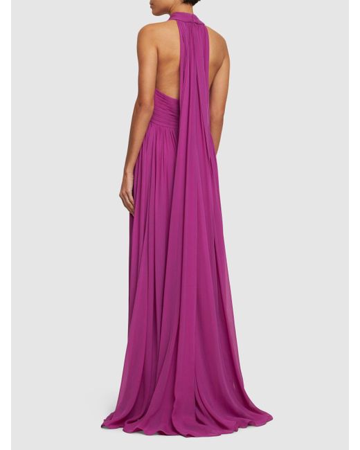 Elie Saab Purple Halterneck Silk Gown