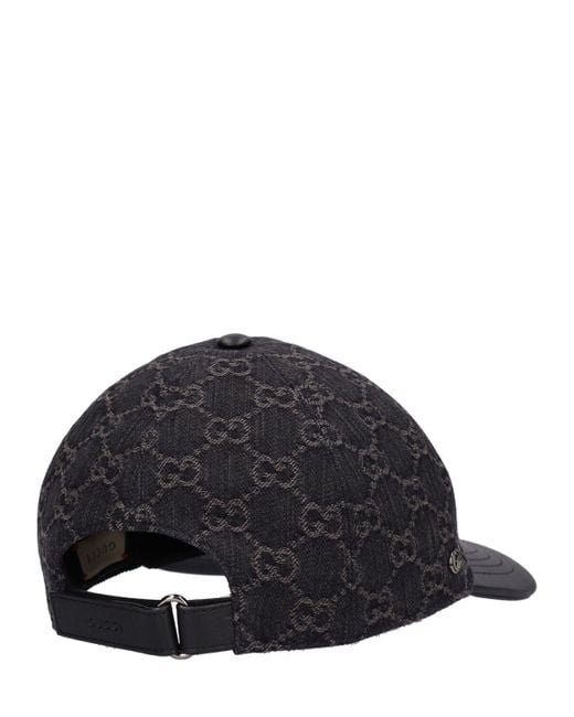 Cappello baseball in denim di Gucci in Black