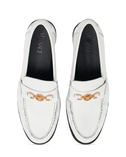 Versace White Medusa Leather Loafers for men