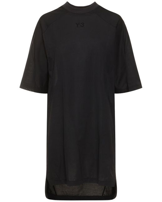 Y-3 Black T-shirt-kleid Mit Rostfarbe