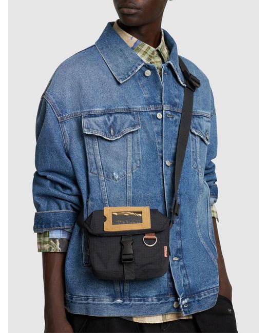 Acne Blue Mini Ripstop Nylon Messenger Bag for men