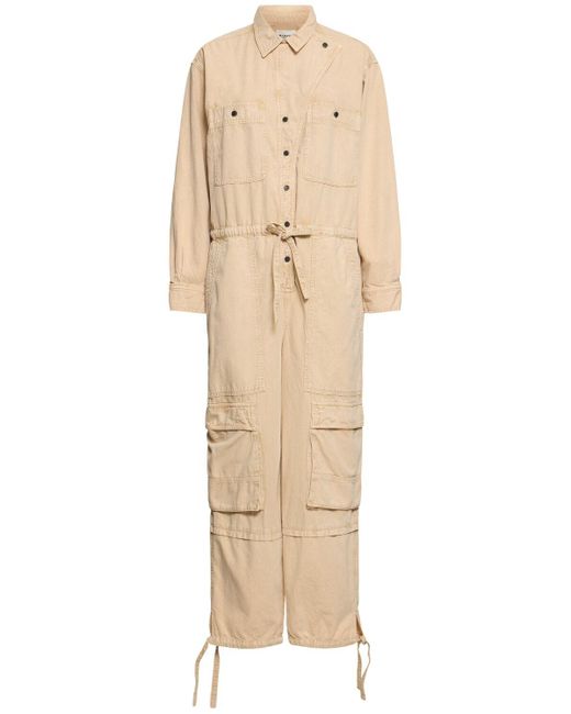 Isabel Marant Natural Idany Long Sleeve Cotton Jumpsuit