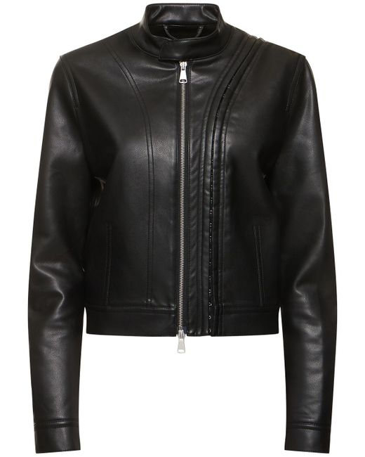 Y. Project Black Faux Leather Biker Jacket W/ Hooks