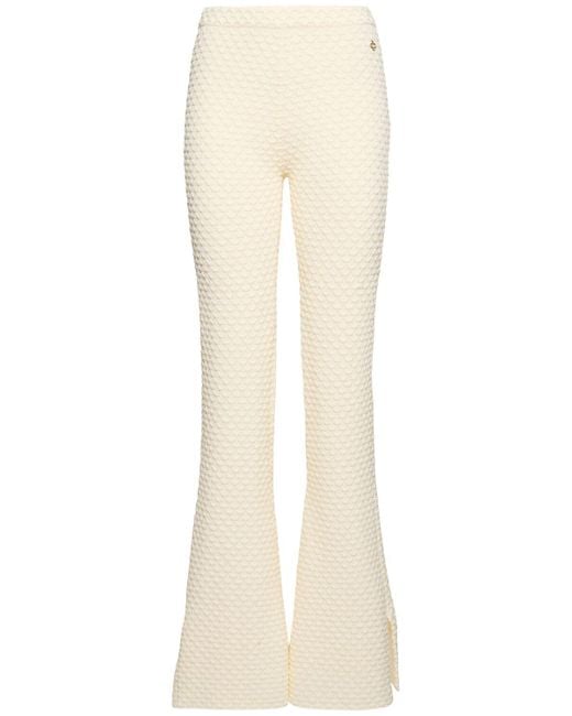 Casablanca コットンブレンドニットテクスチャードフレアパンツ White