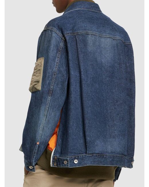 Veste zippée en denim Sacai pour homme en coloris Blue