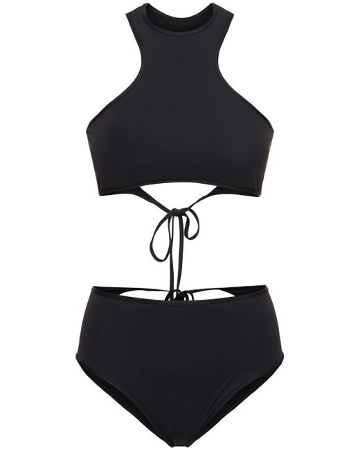 The Attico Black Jersey Halter Neck Cutout Bikini Set