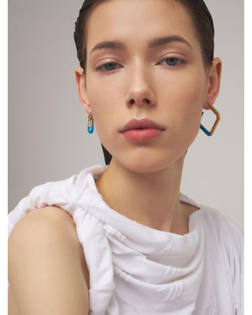 Eera Blue Chiara 18kt Gold & Rubber Mono Earring