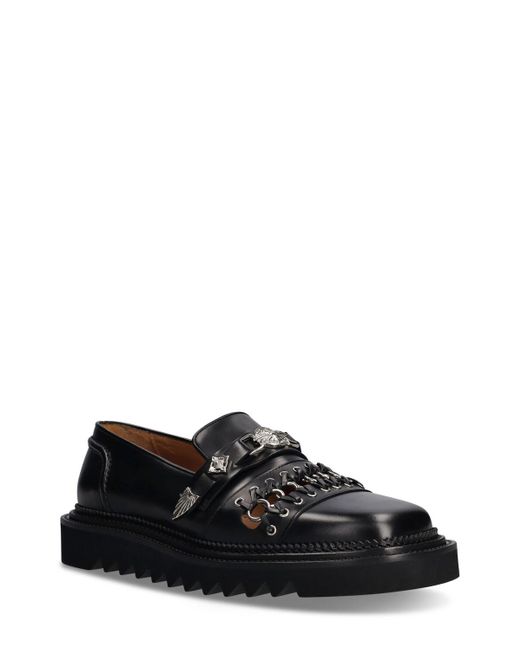 Toga Virilis Black Leather Loafers for men