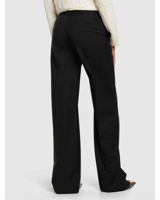 Pantalones anchos de lana y mohair Valentino de color Black
