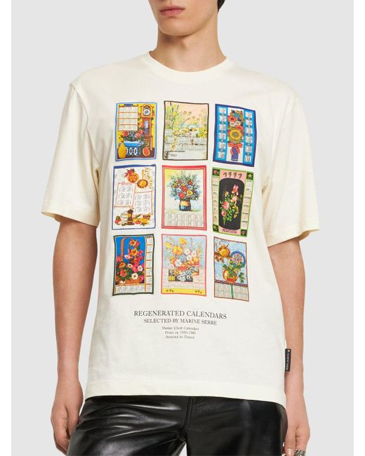 T-shirt in jersey di cotone organico stampato di MARINE SERRE in Metallic da Uomo