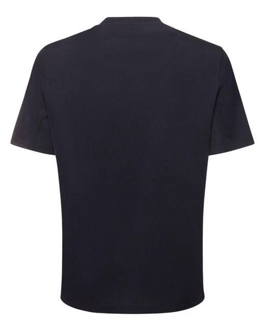 T-shirt in jersey di cotone con logo di Brunello Cucinelli in Blue da Uomo
