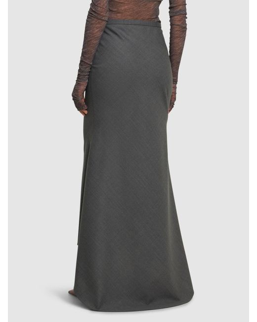 Philosophy Di Lorenzo Serafini Gray Tropical Wool Blend Maxi Skirt