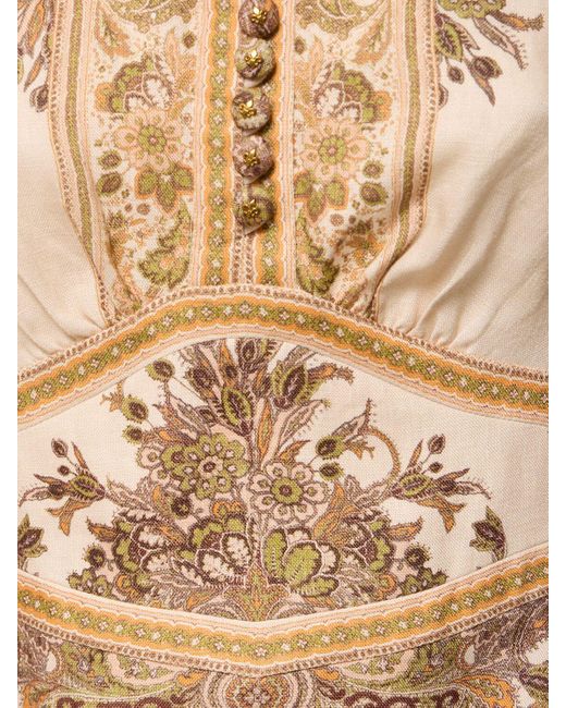 Robe courte boutonnée en lin paisley natura Zimmermann en coloris Natural