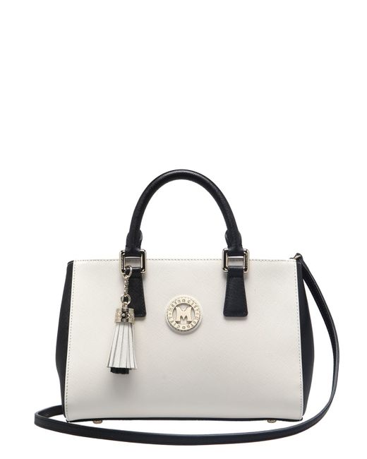 Metrocity White Small Saffiano Leather Top Handle Bag