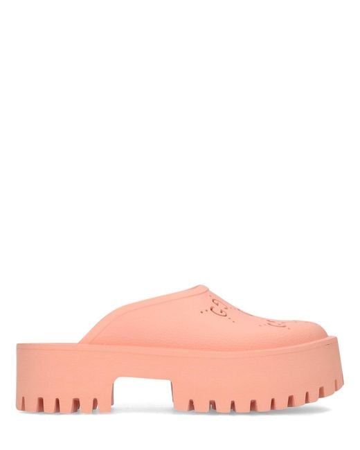 Gucci Pink 55mm Elea Perforated G Platform Sandals