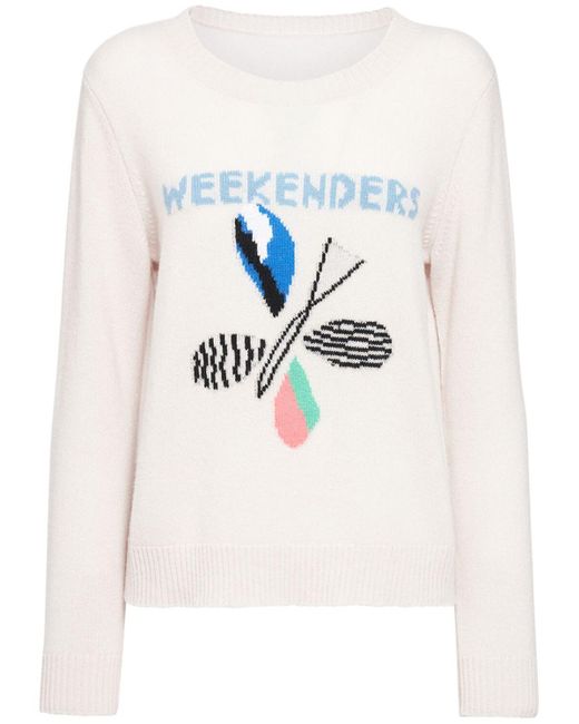 Weekend by Maxmara White Erivan Cashmere Intarsia Sweater