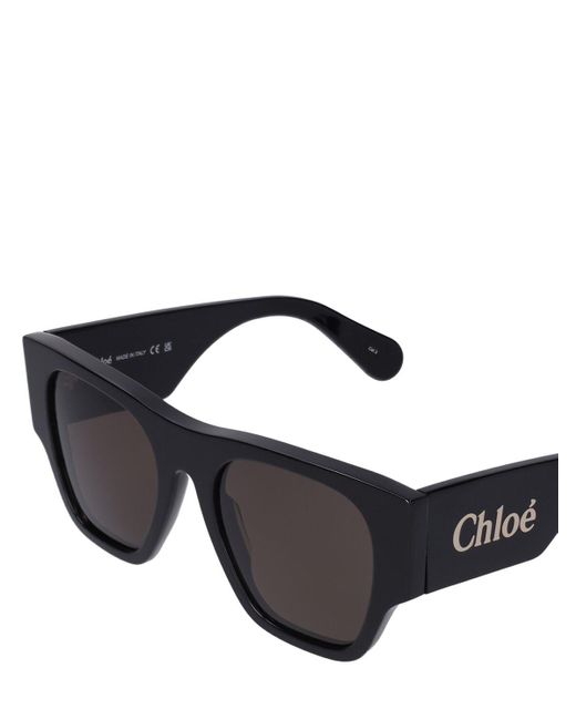 Chloé Black Oversized Squared Bio-acetate Sunglasses
