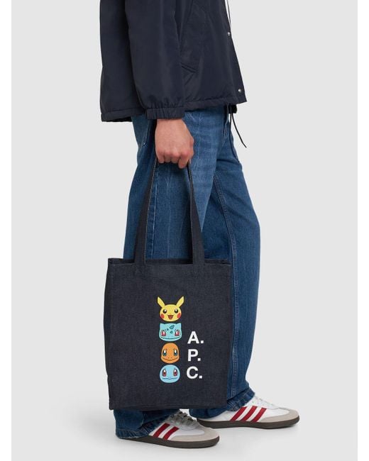 A.P.C. Blue X Pokémon Denim Tote Bag for men
