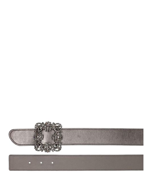 Manolo Blahnik Gray 35mm Hangisibelt Leather Belt