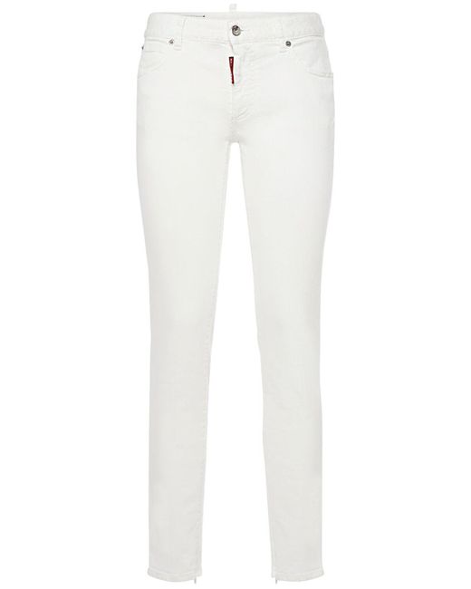 Jeans skinny vita bassa twiggy in denim di DSquared² in White