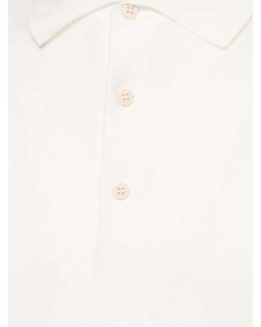 Lardini White Cotton Knit Polo for men